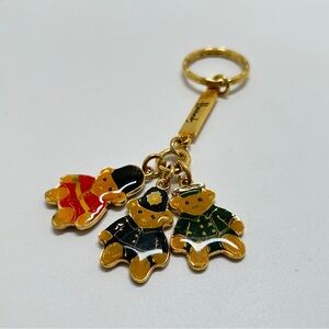 Vintage Gold Harrods UK Bears Charms Keychain, Purse Fob
